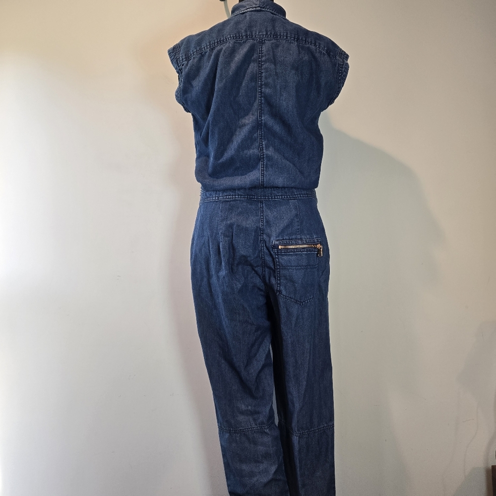 L.O.G.G Jumpsuit Women's 6 Chambray Denim Y2k Blue 1 Piece Overalls Romper - Picture 2 of 12